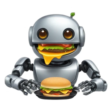 robot eats hamburger sticker