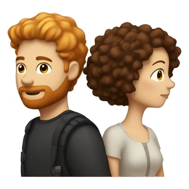  guy with ginger beard hugging dark brunette girl with frizzy short hair sticker