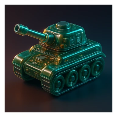 tank, 3D style, metallic finish, dramatic lighting sticker