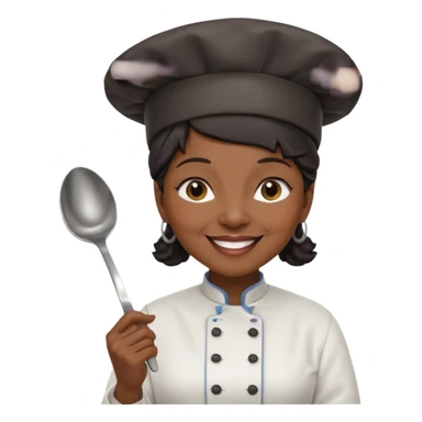 woman old  black chef with spoon sticker