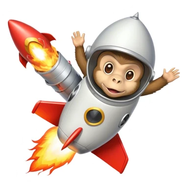 punk monkye in a hat flying in a rocket with fire sticker