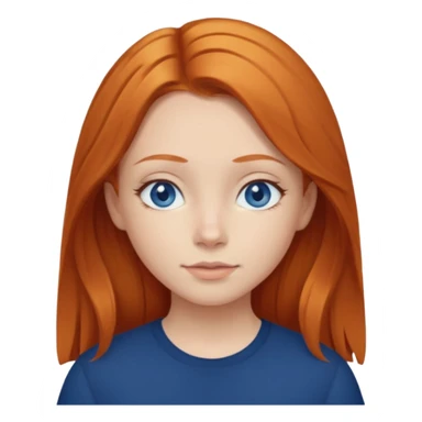Girl Ginger middle hair Blue eyes dark Blue top sticker