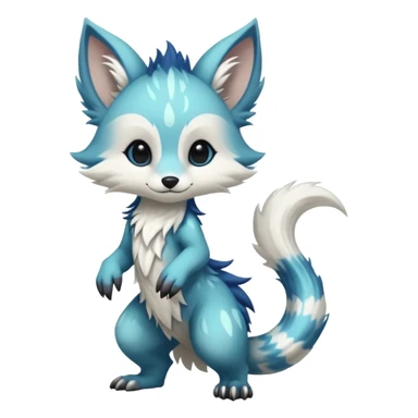 Cool beautiful pretty esoteric aesthetic randomly-colored chibi furry anthropomorphic fantasy-Vernid-creature by LiLaiRa with a long tufted tail with edgy markings (full body) sticker