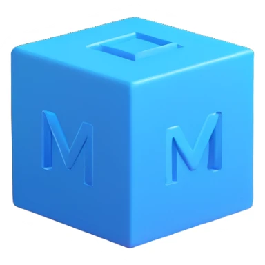 sleek blue 3D cube logo, simple design sticker