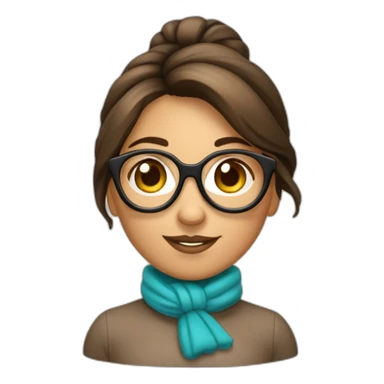 femme brune un peu bronzée avec un chignon et des lunettes sticker