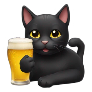 Black Cat drinking beer sticker