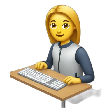 A marketer works at a computer sticker