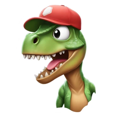 Dinosaur wearing a baseball hat  sticker