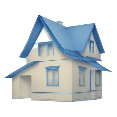 blue house layout blueprint paper rolled up sticker
