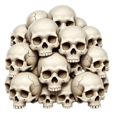 Piles of Skulls, seamless, top down perspective, in the style of gritty realism sticker