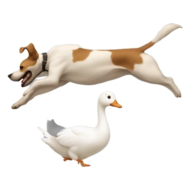A dog chasing a goose  sticker