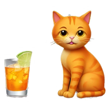 An orange cat, drinking a martini at the bar sticker