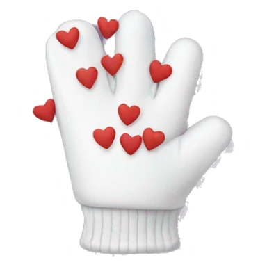 Gloves with a picture of hearts and bears sticker