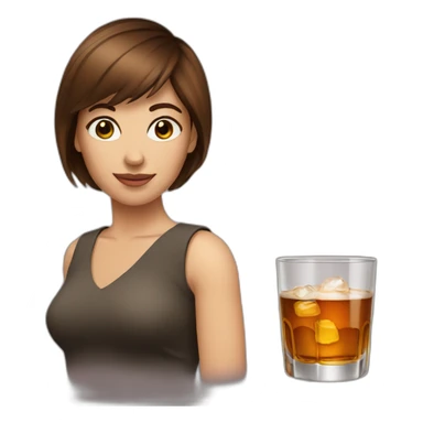 Woman short brown hair drink whisky sticker