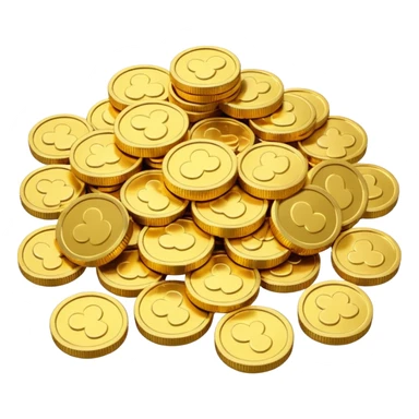 small pile of gold coins, 3D emoji style, shiny gold, no symbols, no text,  sticker