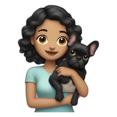 Black hair girl holding a Frenchie sticker
