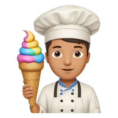 Male Chef with giant ice cream cone sticker