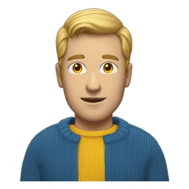 White Man in blue and yellow sweater sticker
