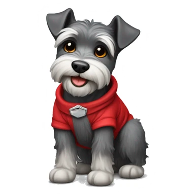 Little schnauzer dog smiling with red clothes sticker