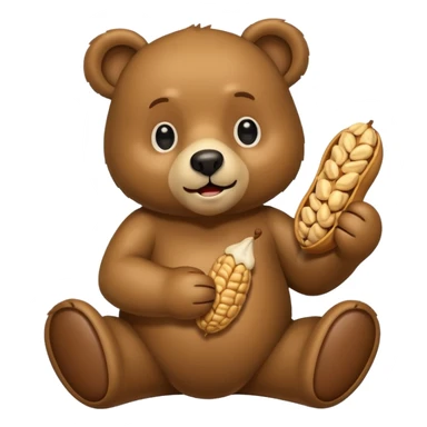 A bear holding a peanut sticker