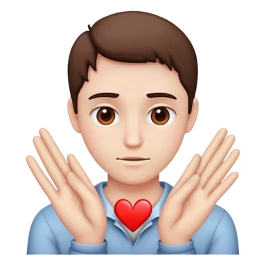 person making broken heart hands sticker