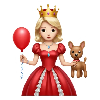queen wearing dress, holding balloon dog sticker