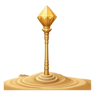 ancient pharaoh sand staff object icon, golden staff with Egyptian symbols, sandstone crystal headpiece, glowing desert aura, floating sand particles, 3D cartoon, mobile game icon style, centered, clean background, no text, no watermark
 sticker