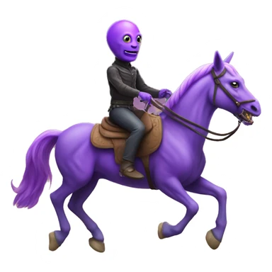 Purple alien riding a horse sticker