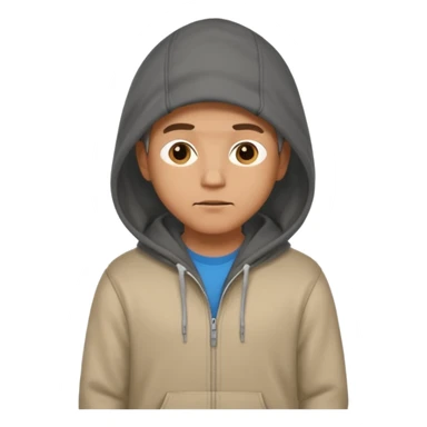 male memoji, man in hoodie with hands in pockets, neutral face, looking away, mysterious casual vibe sticker