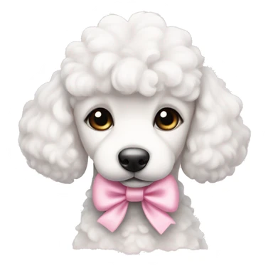 White poodle puppy with pastel single pink bow on ear sticker