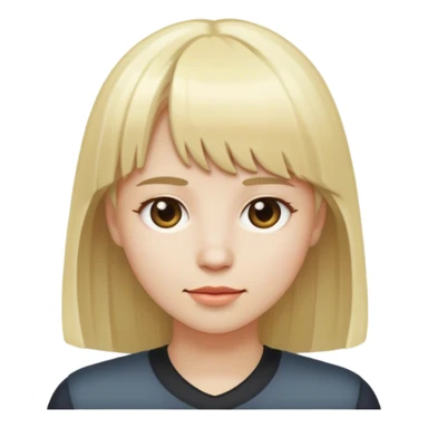 cabelo loiro escuro pele branca e franja sticker