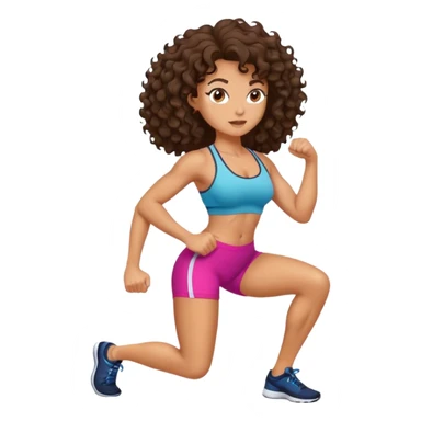 brunete curl medium hair woman working out sticker