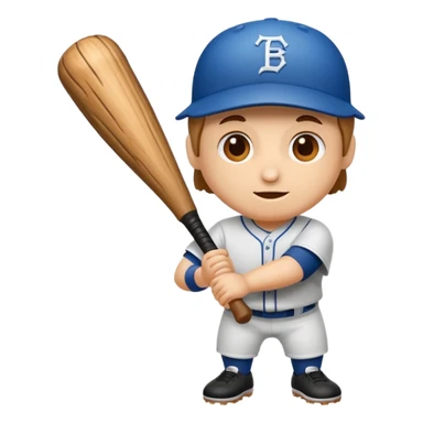 Es un tronco con cara amigable y un bate de beisboll sticker