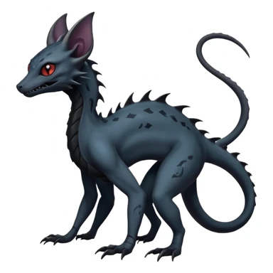 Futuristic Black Dark Abyssal Ethereal Modern Amaura-Salandit-Bayleaf-Noibat-Abyss-Lykoi-Fakémon-creature-hybrid Full Body sticker