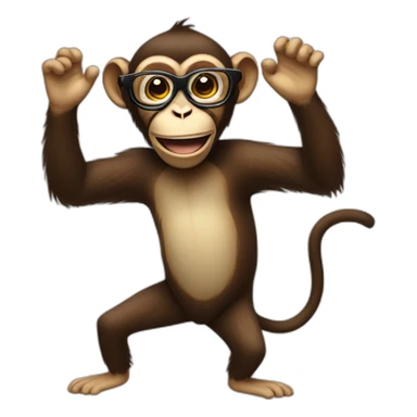 Monkey with spectacles dancing  sticker