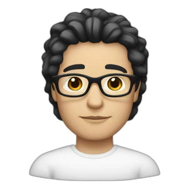 A white person with black hair, his hair is soft and wears black glasses. sticker