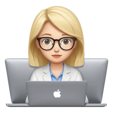 노트북 앞에 앉아있는 귀여운 여자 개발자 스타일로.  sticker