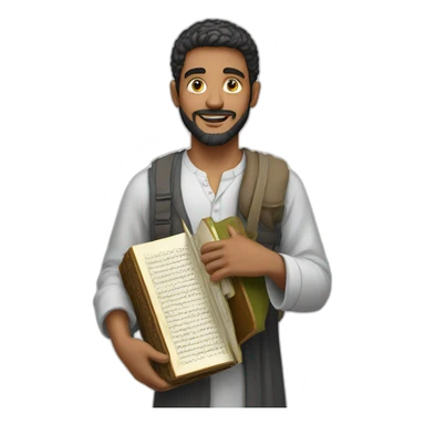 a man carrying the quran in his hand sticker