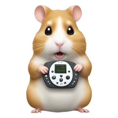 a hamster with controllor sticker