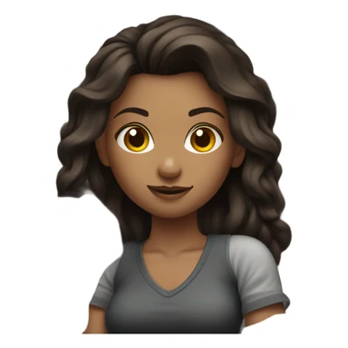 Beautiful tattooed woman dark brown hair climbing rocks sticker