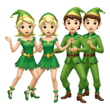 group of male and female dancing elves sticker