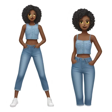 Denim shorts and crop top sticker