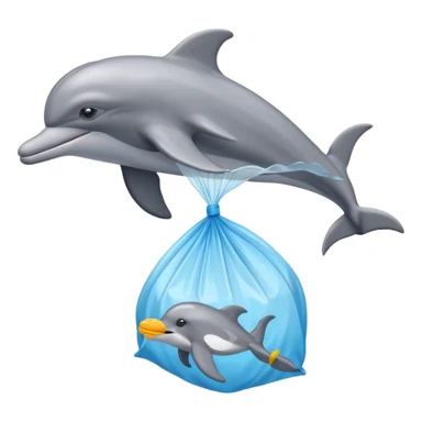 dolphin with plastic waste bag sticker