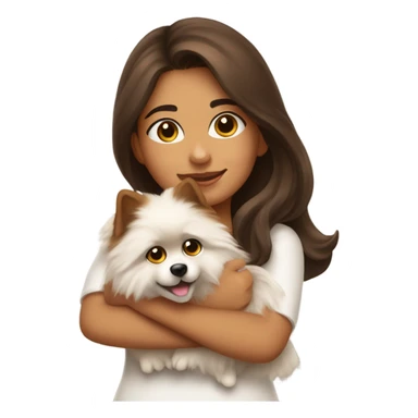 pretty girl brown long hair latina makeup hugging a spitz alemão sticker