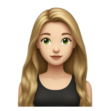 Girl with light brown long hair, green eyes, black top sticker