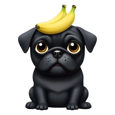Black pug with banana toy sticker