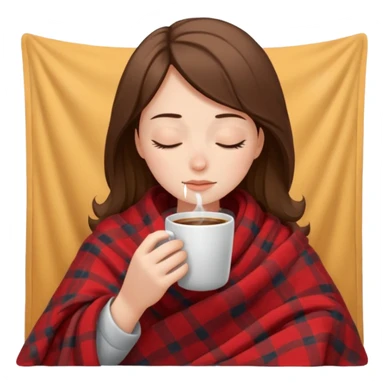 girl inside a blanket sipping coffee eyes closed sticker