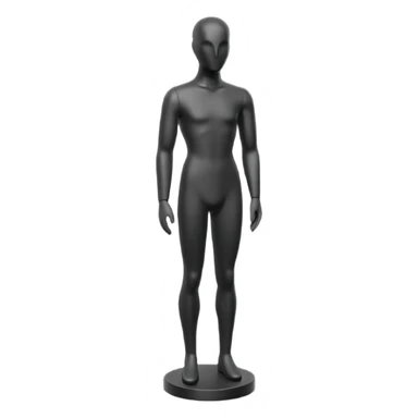 Minimalistic flat vector icon, iOS style, thin black contour on white background. Matte black mannequin in front of in 3D monochrome style. skulpt sticker