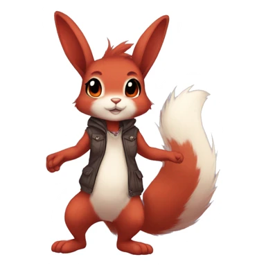 Anthro Sona Cool Edgy Fakemon Full Body Red Rabbit Squirrel Chibi Cute  sticker