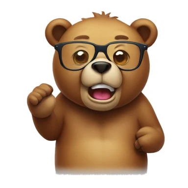 Bear with glasses farting sticker